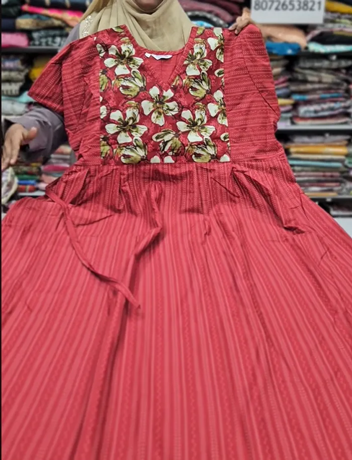 Frock Nighty – Premium Cotton | Side Pocket | Overlocked Finish | NT3381